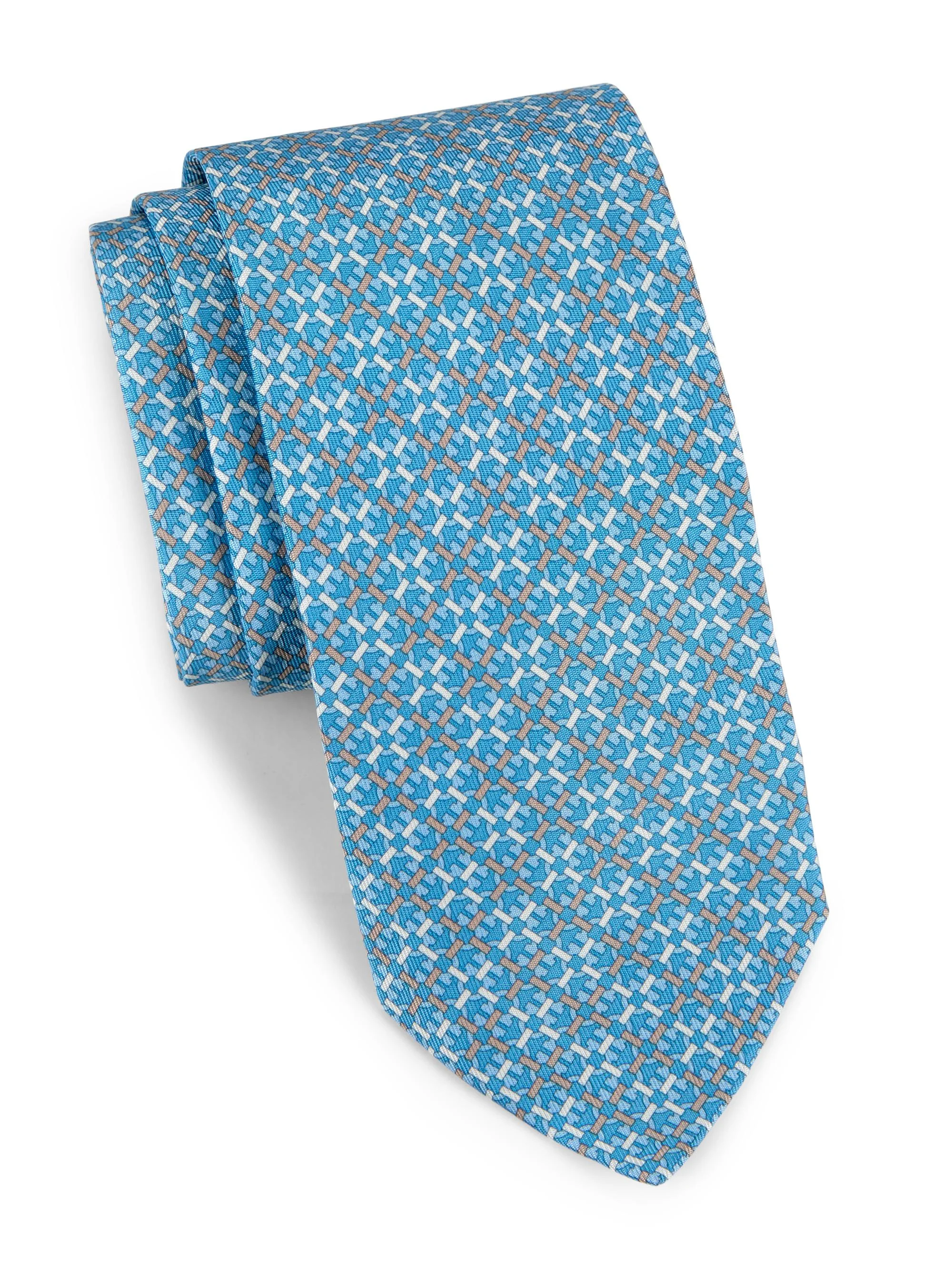 Men's Anteo Gancio Woven Silk Tie - Celeste - 1