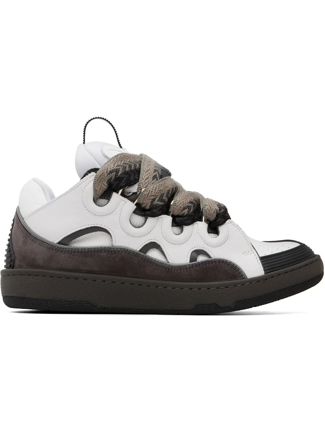 Gray & Khaki Curb Leather Sneakers - 1