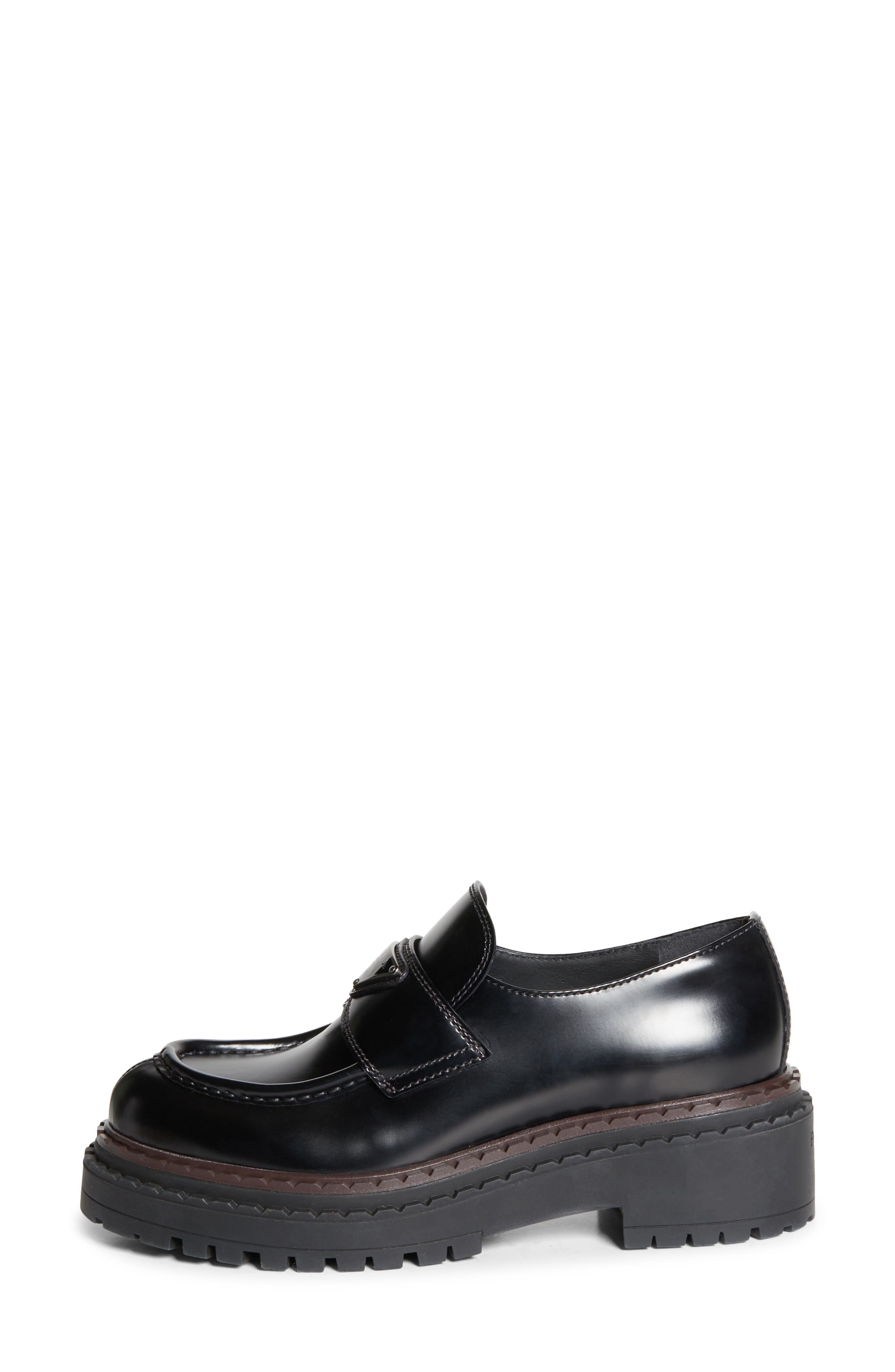 Prada Double Chocolate Platform Loafer in Nero at Nordstrom - 3