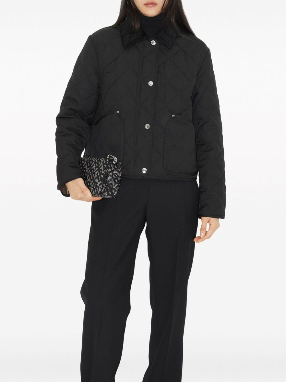 straight-point collar quilted jacket - 2