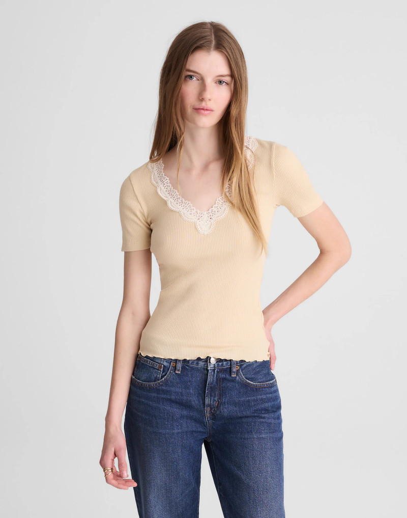 Lace-Trim V-Neck Top 2