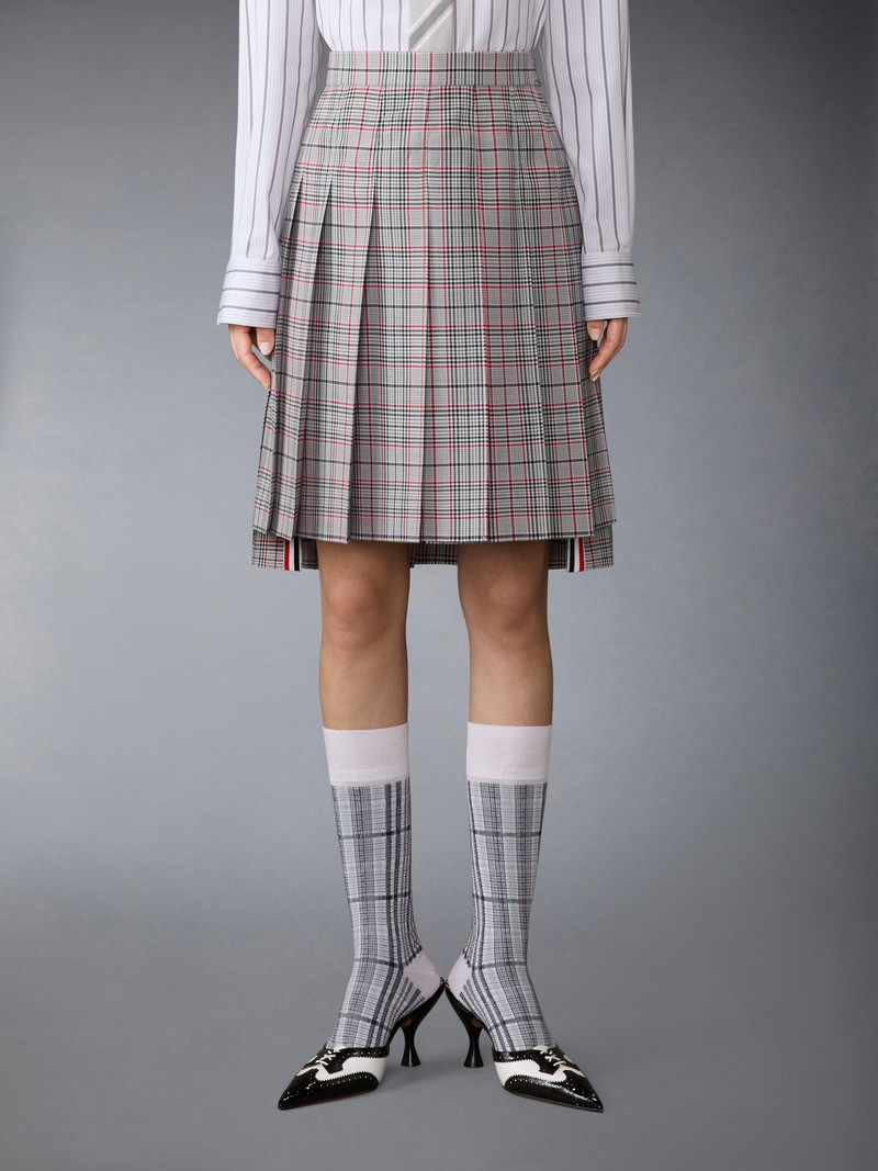 Thom Browne PLAID CHECK COOL WOOL PLEATED SKIRT outlook