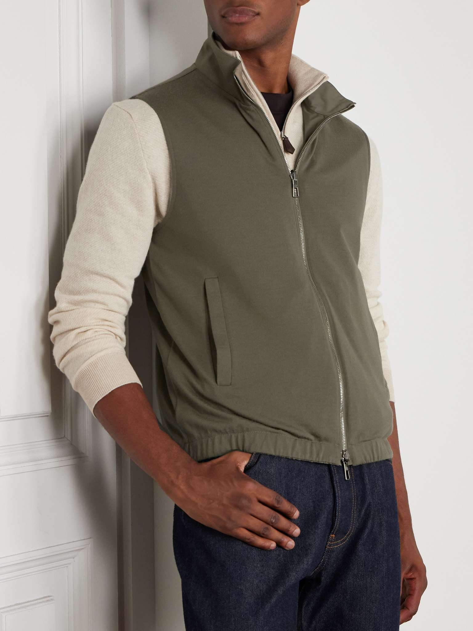 Slim-Fit Reversible Storm System® WindWish™ Twill and Wool Gilet - 5
