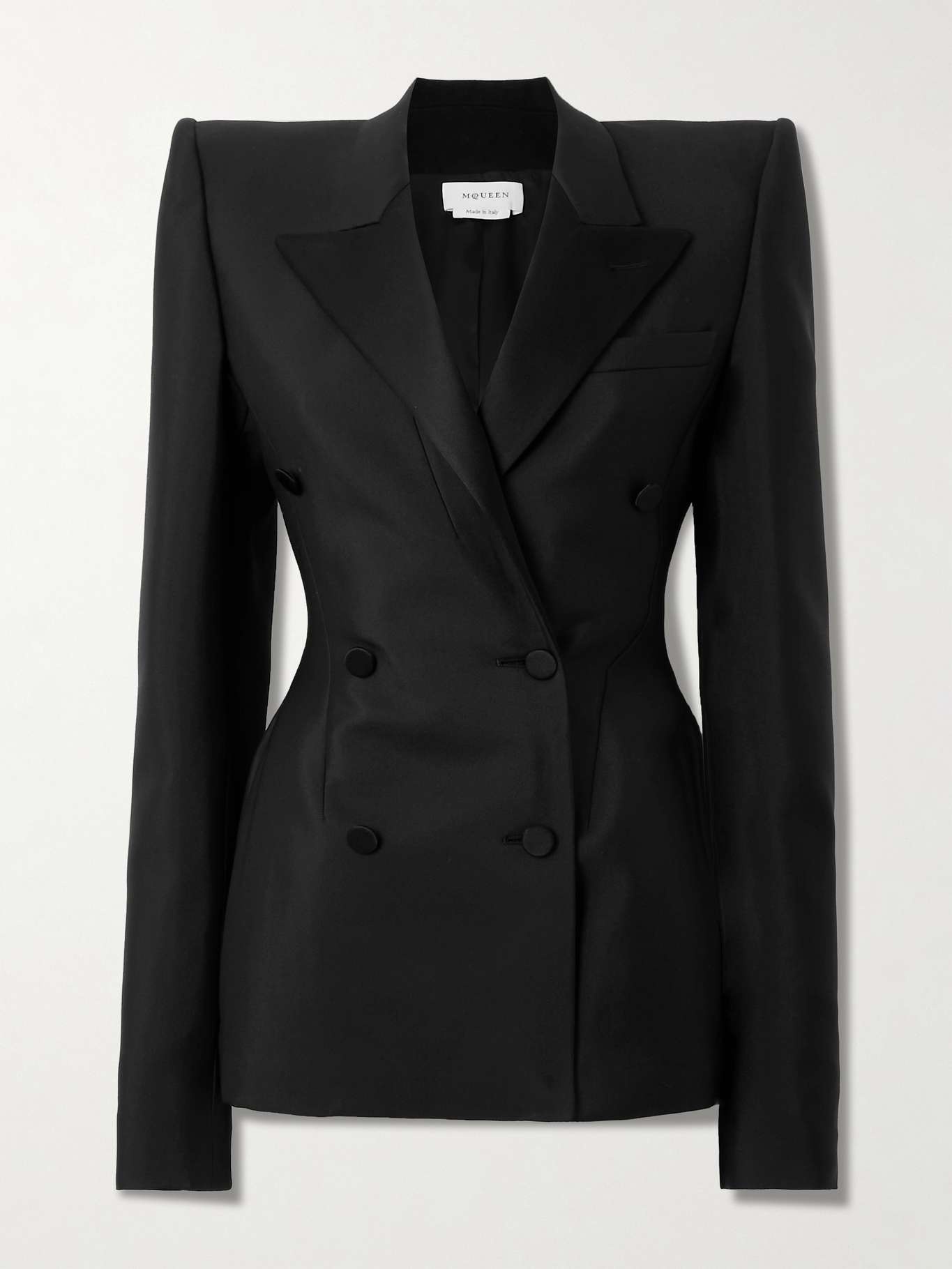 Alexander McQueen Double-breasted silk-trimmed wool and
