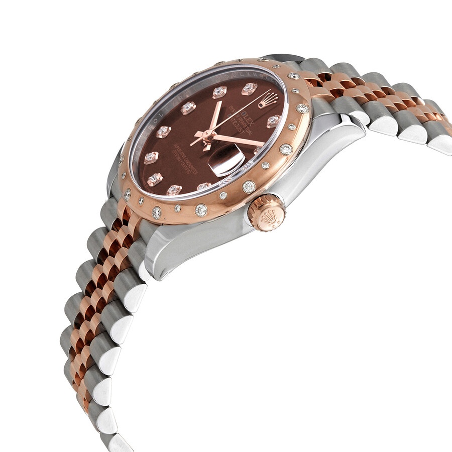 Rolex Datejust 31 Chocolate Diamond Dial Automatic Ladies Steel and 18kt Pink Gold Jubilee Watch 278 - 2