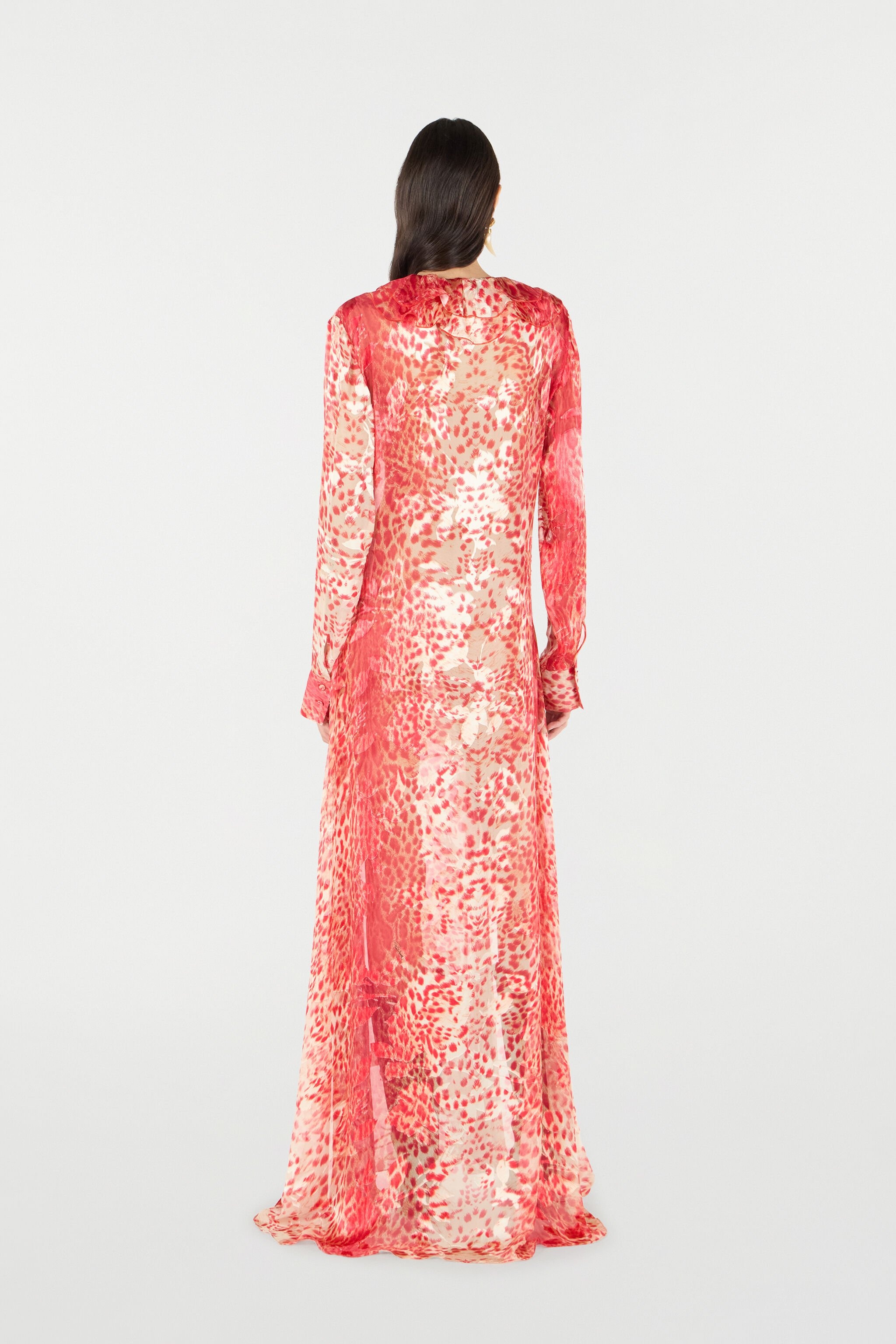 Long Dress With Ruffle And Jaguar Skin Print - 4