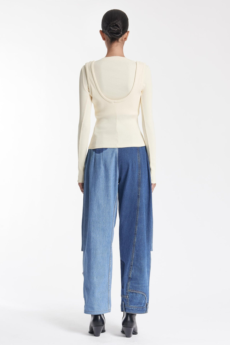 A.W.A.K.E. MODE DOUBLE TOP EFFECT JERSEY TOP IVORY outlook