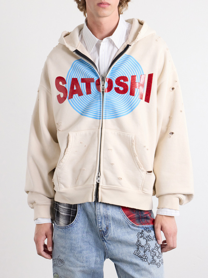Motoslug Logo-Print Distressed Cotton-Jersey Hoodie 3