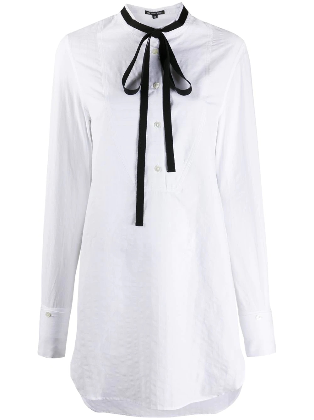 long shirt with contrast ribbon bow detail - 1