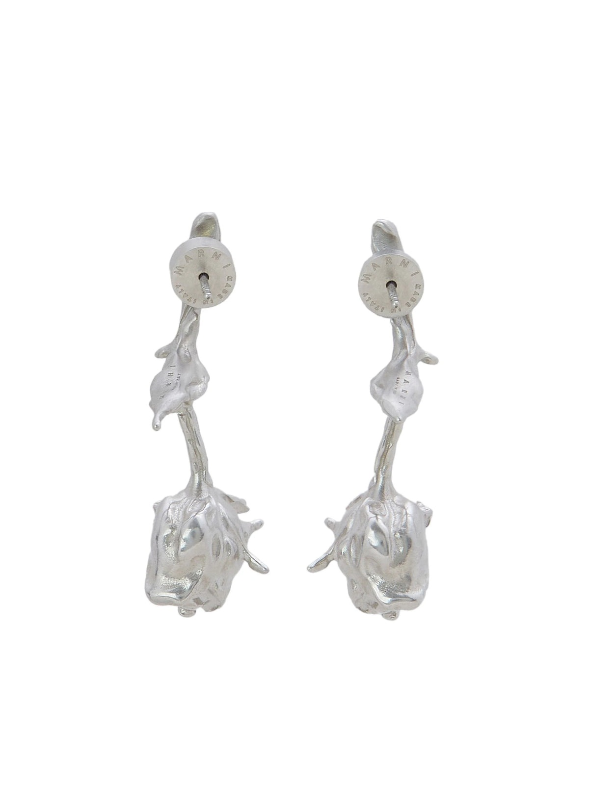 METAL ROSEBUND EARRINGS (SILVER) - 2