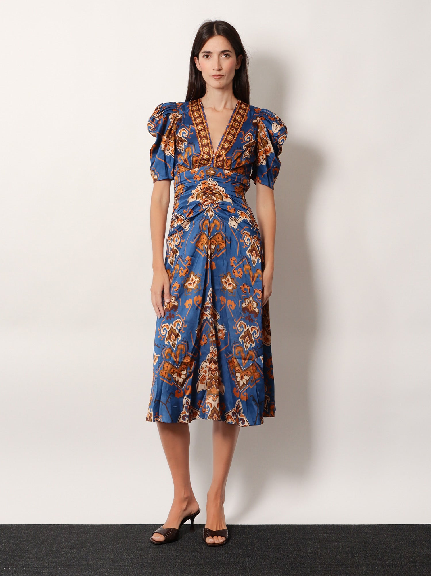 Ornament Floral Viscose Midi Dress - 2