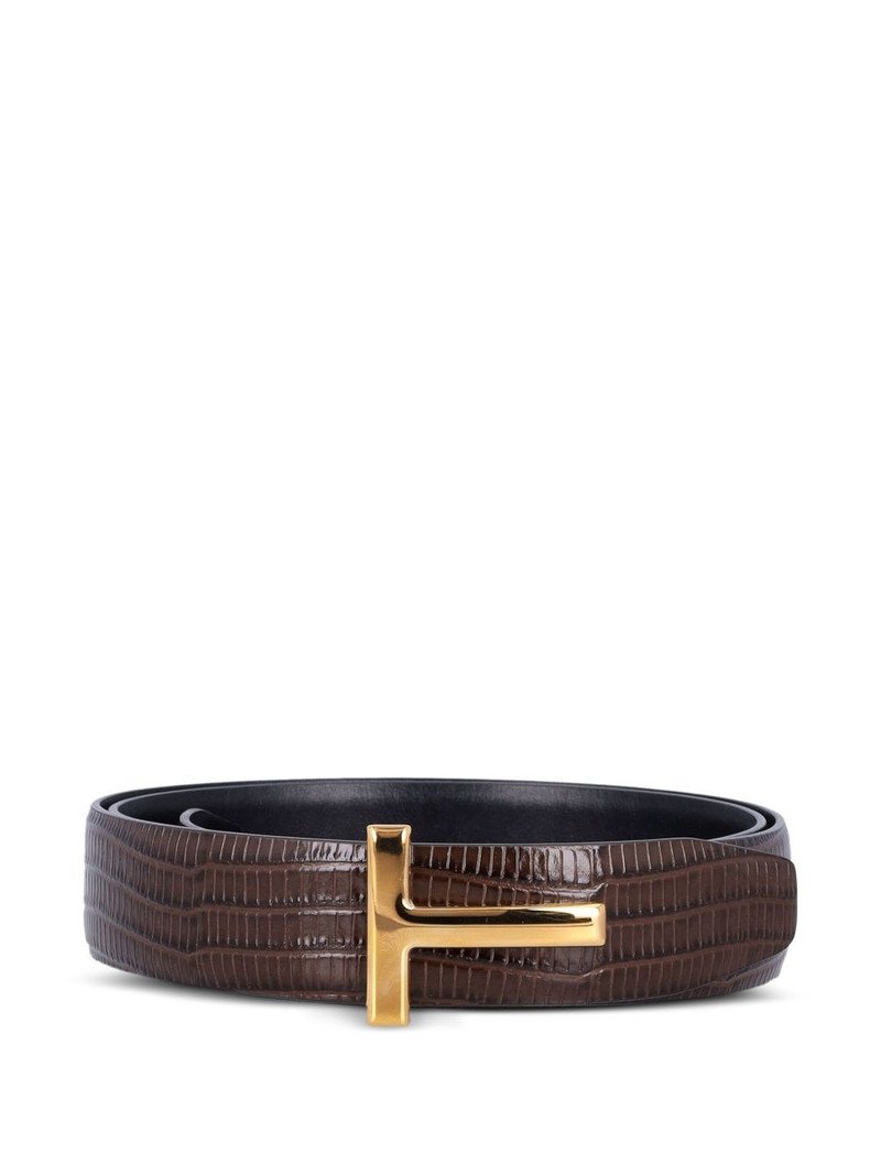 crocodile-embossed T-buckle belt 1
