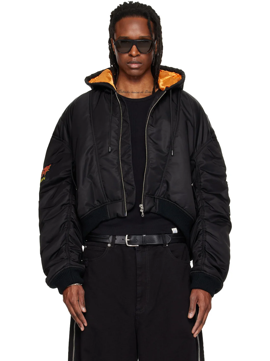 Black Distorted MA1 Bomber Jacket - 1