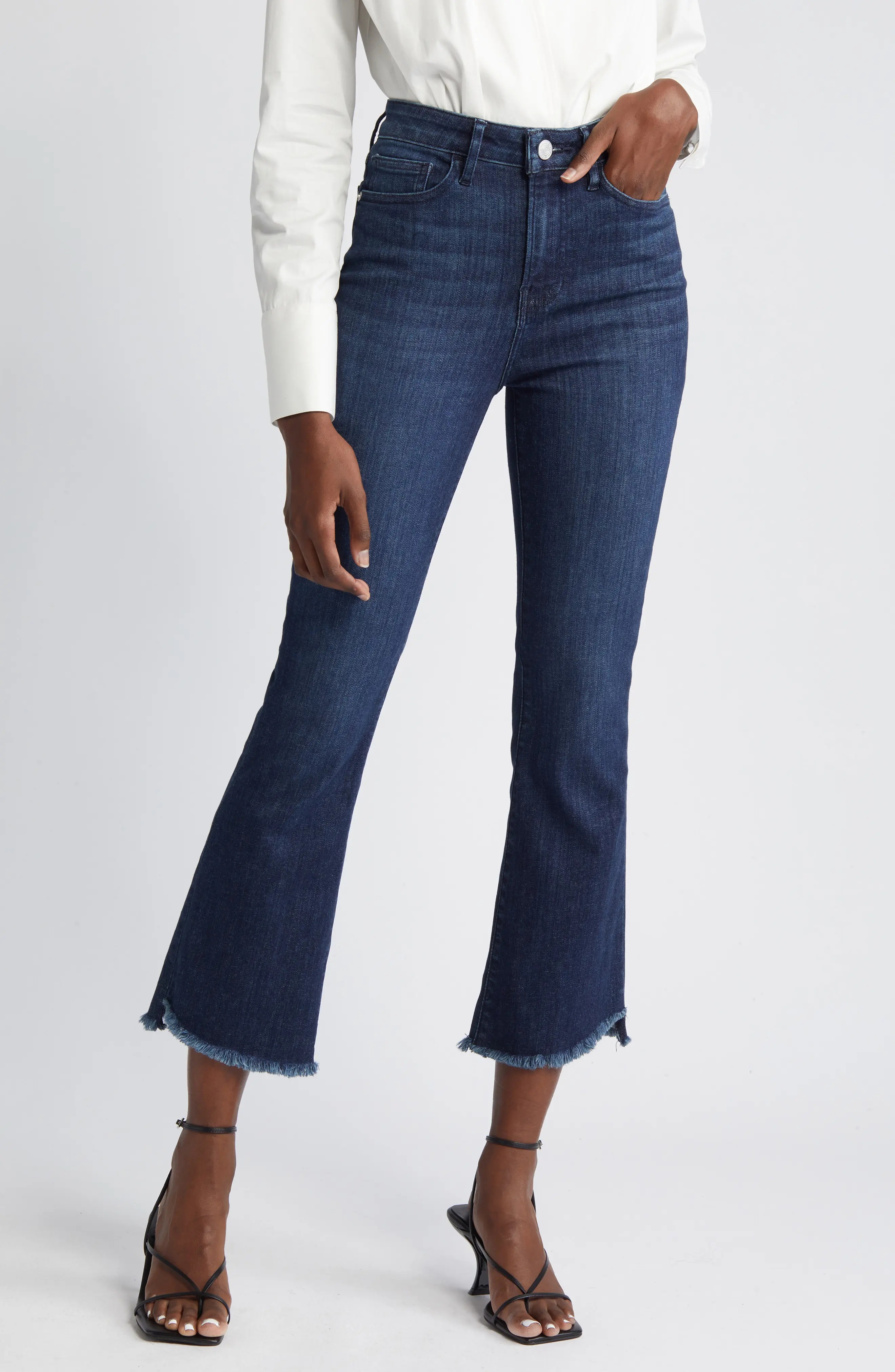 Le Crop Mini Boot Frayed Bootcut Jeans - 8