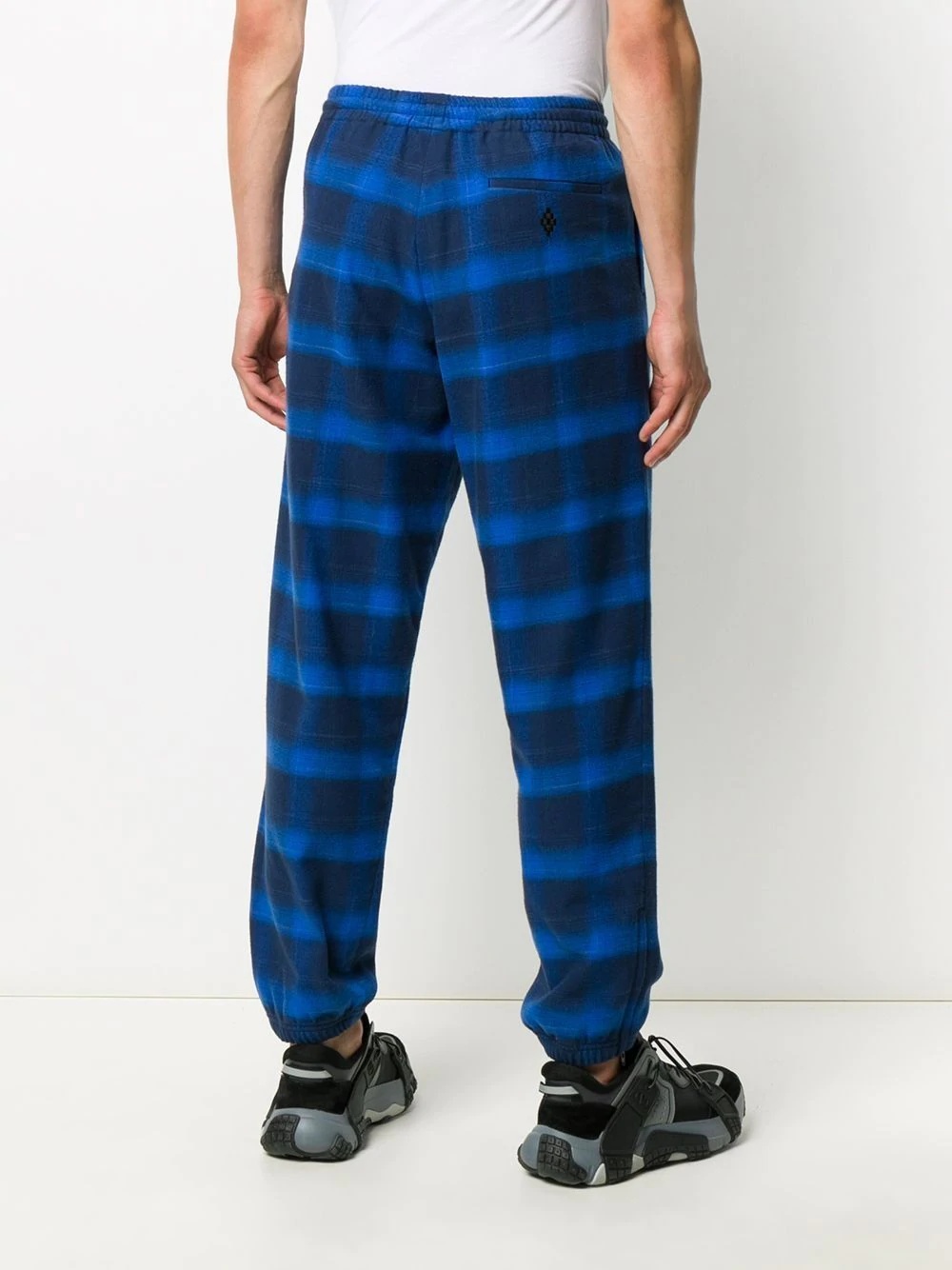 check-pattern tapered track pants - 4