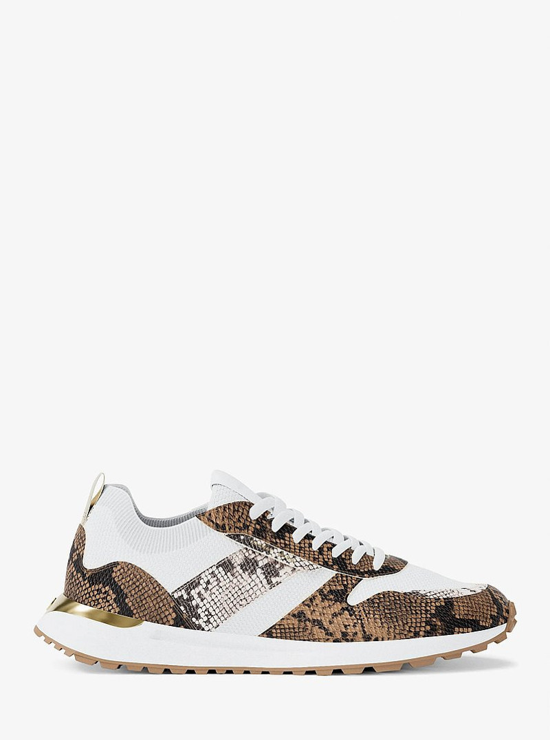 Jesse Stretch Knit and Snake Embossed Trainer 1