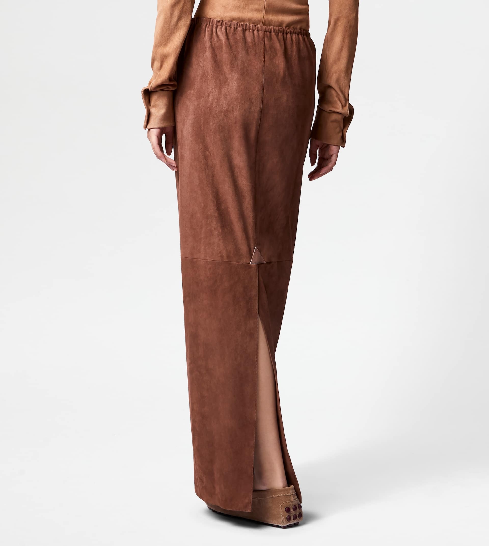 LONG SKIRT IN SUEDE - BROWN - 8