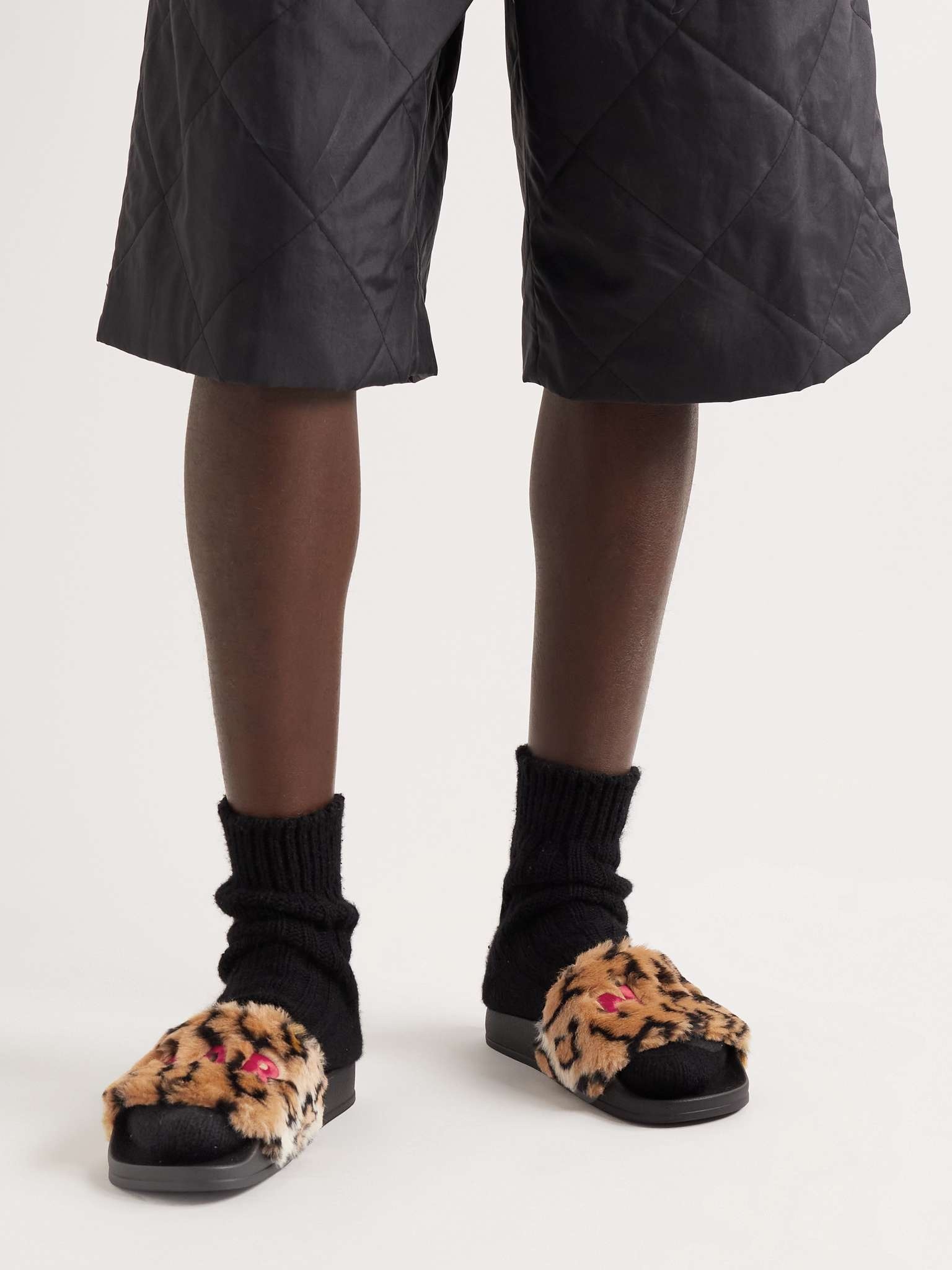 Logo-Embroidered Leopard-Print Faux Fur Slides - 3