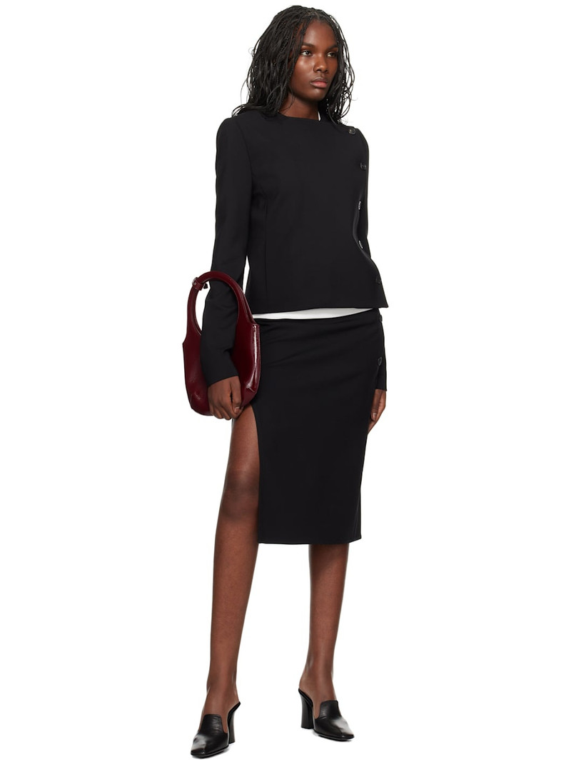 courrèges Black Oblique Tailored Midi Skirt outlook