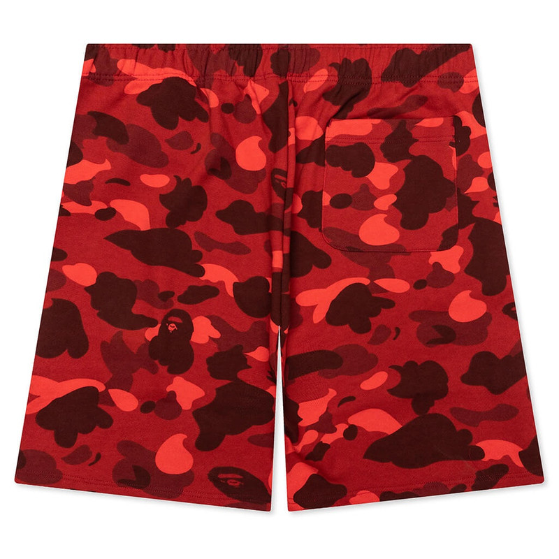A BATHING APE® COLOR CAMO SHARK SWEAT SHORTS - RED outlook