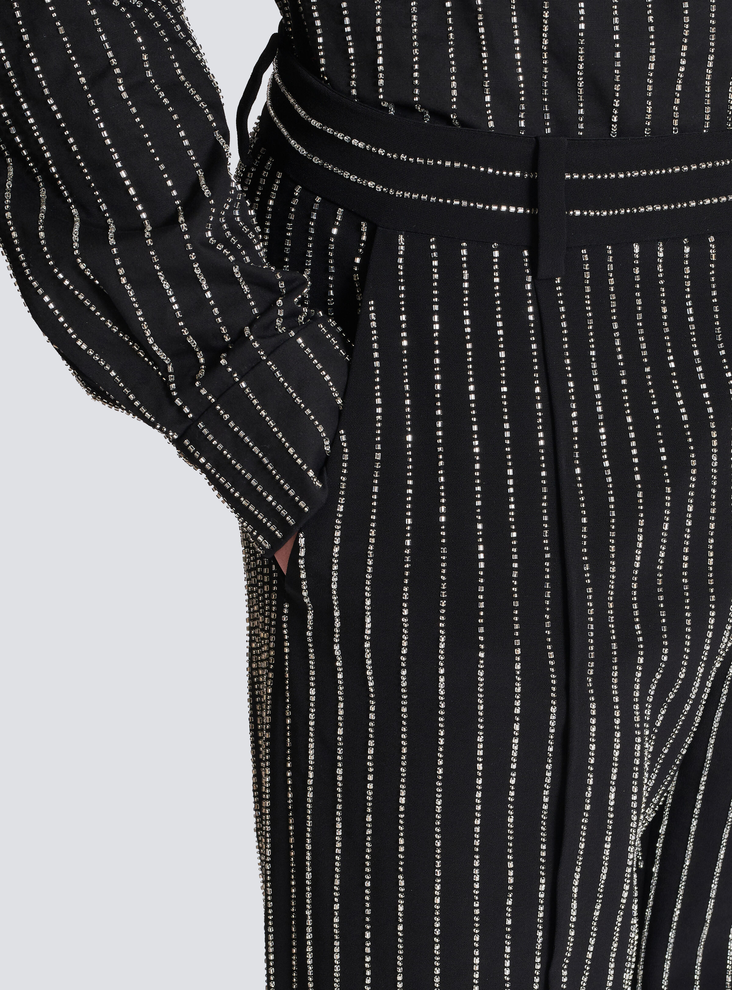 Straight-leg trousers with crystal stripes - 7