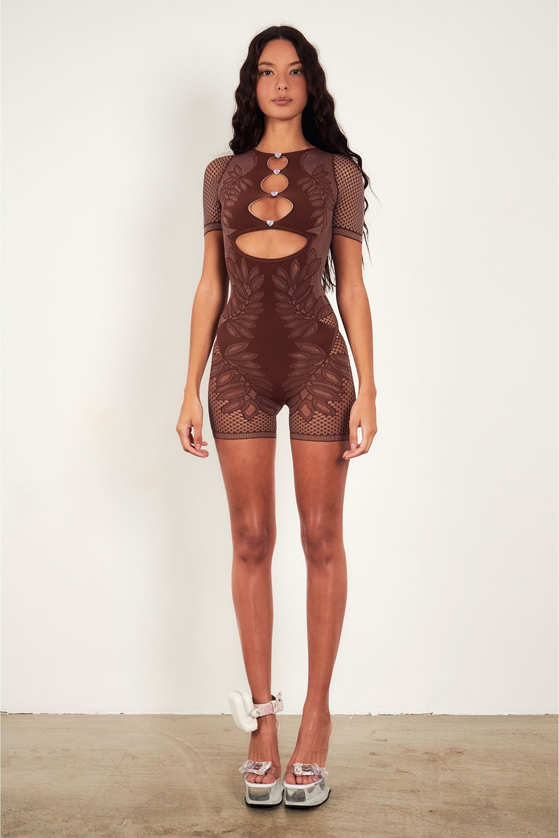 POSTER GIRL DINERO PLAYSUIT OLD MONEY BROWN outlook