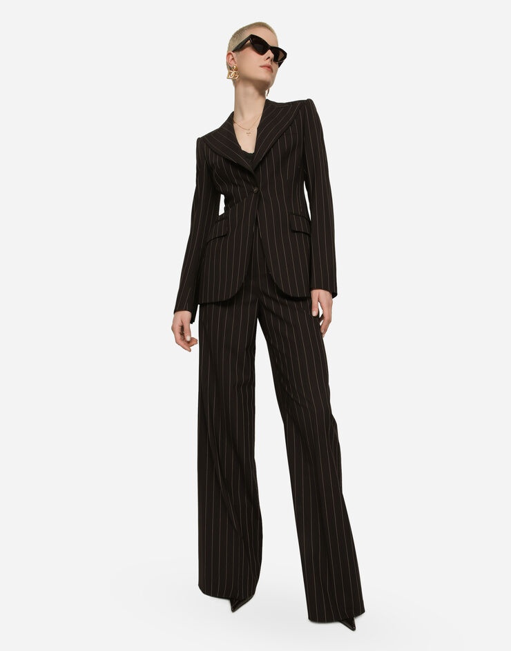 Single-breasted pinstripe wool Turlington jacket - 5