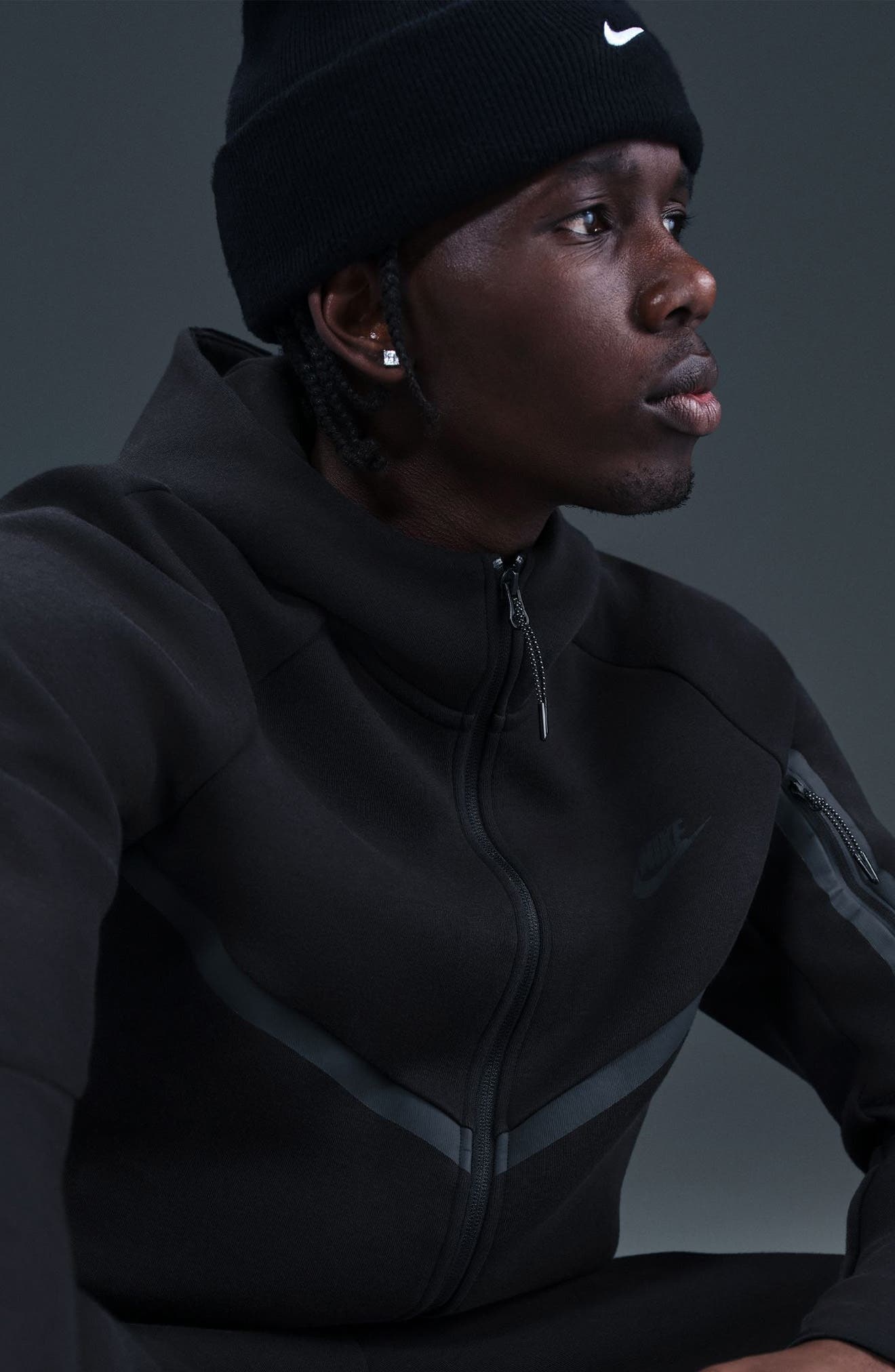Nike Tech Windrunner Zip Hoodie in Black/Black at Nordstrom - 2