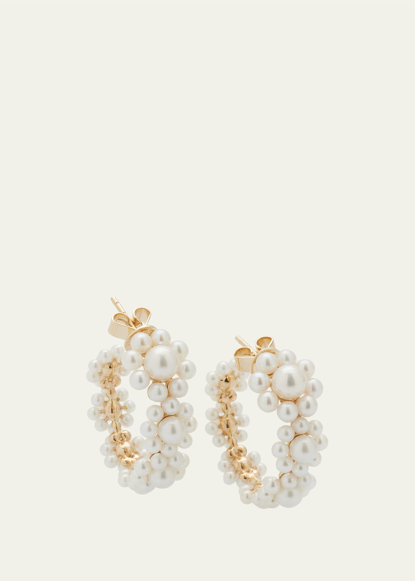 Jardin Boucle Freshwater Pearl Floral Hoop Earrings in 14K Yellow Gold - 1