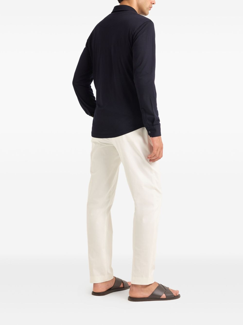 long-sleeve merino wool polo shirt - 3