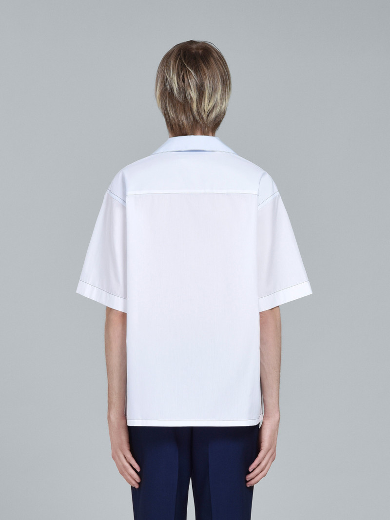 WHITE LOGO PRINT POPLIN BOWLING SHIRT 3