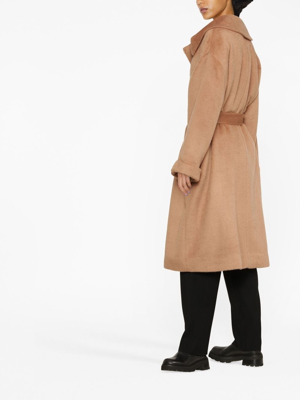 belted long-sleeve coat - 3