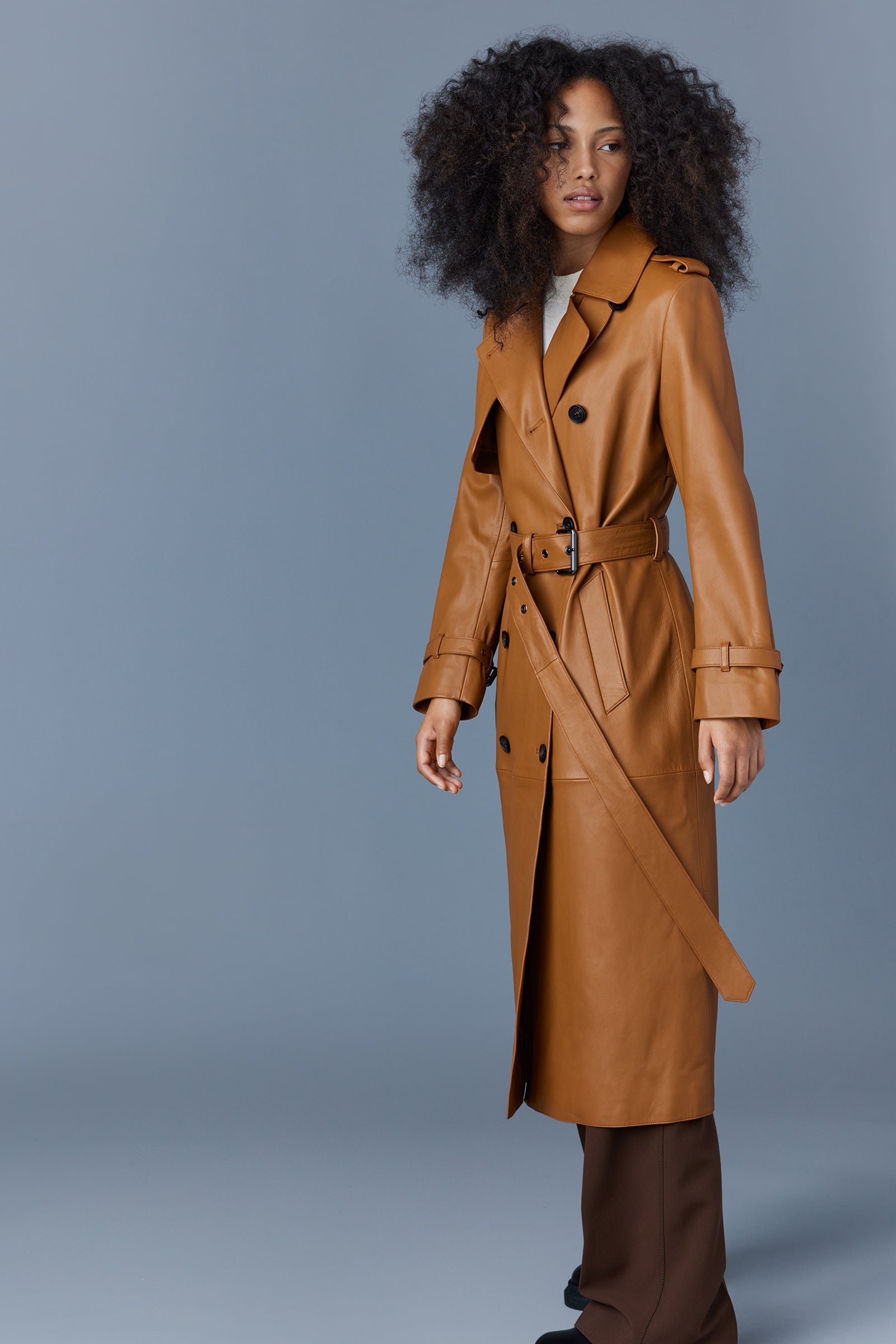 GAEL-Z Leather trench coat with belt - 5