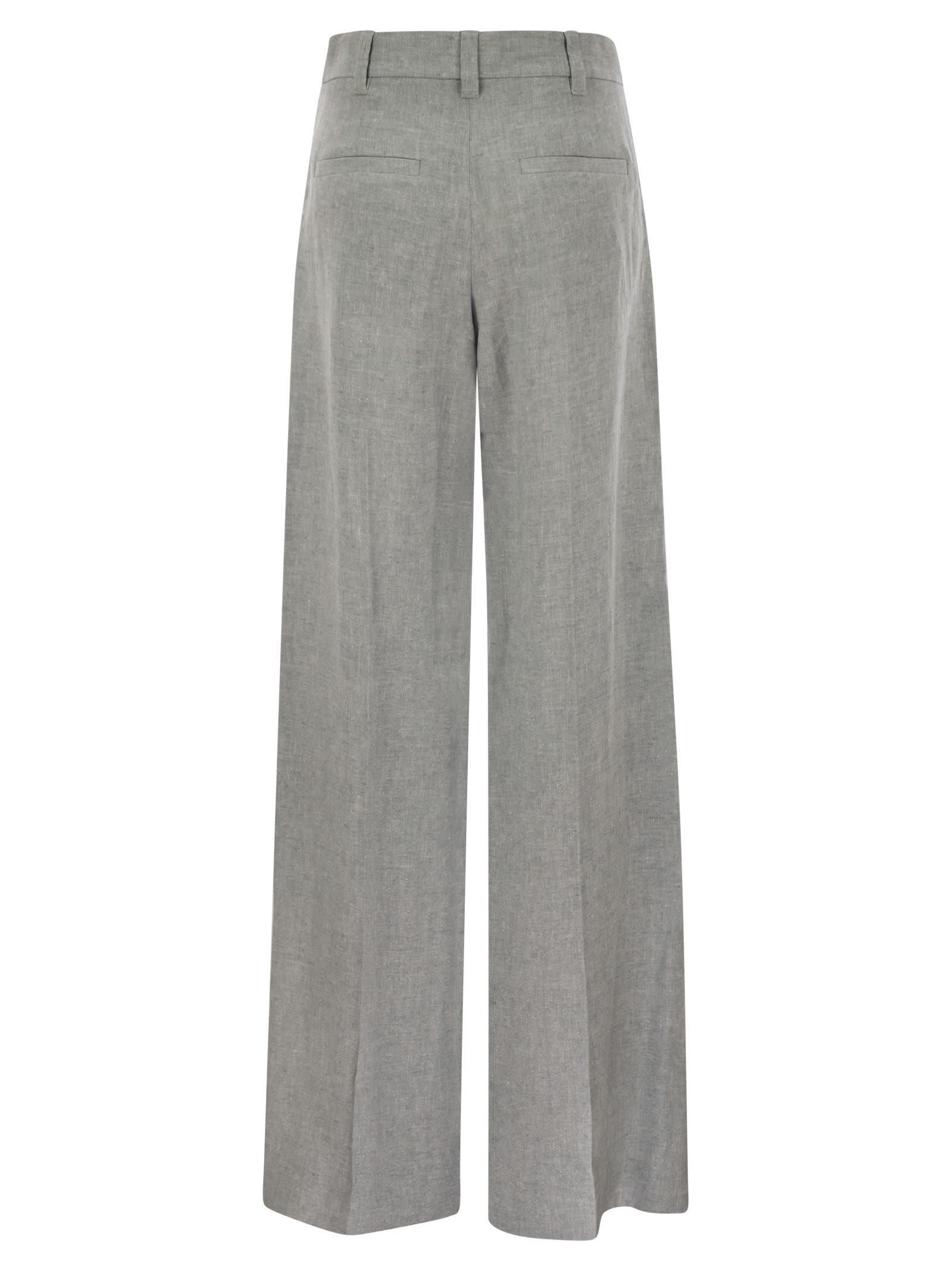 Brunello Cucinelli Women Sartorial Wide Trousers In Sparkling Linen Canvas - 2