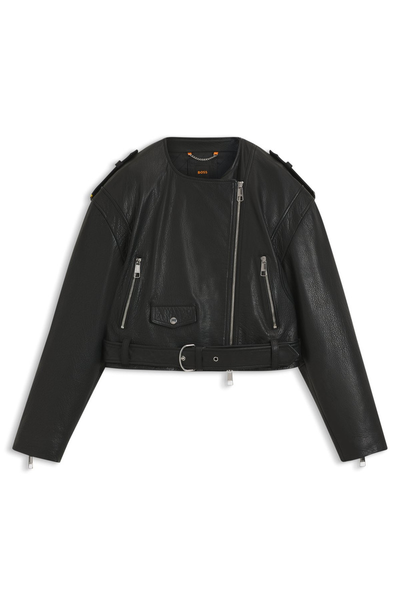 GRAINED-LEATHER BIKER JACKET WITH CROPPED LENGTH 1