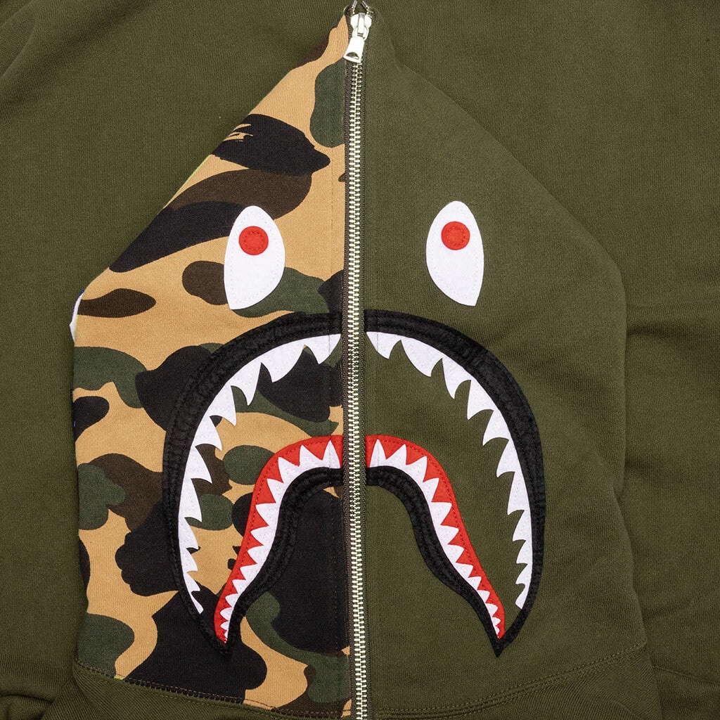 MILITARY SHARK RELAXED FIT FULL ZIP HOODIE - OLIVE DRAB - 4