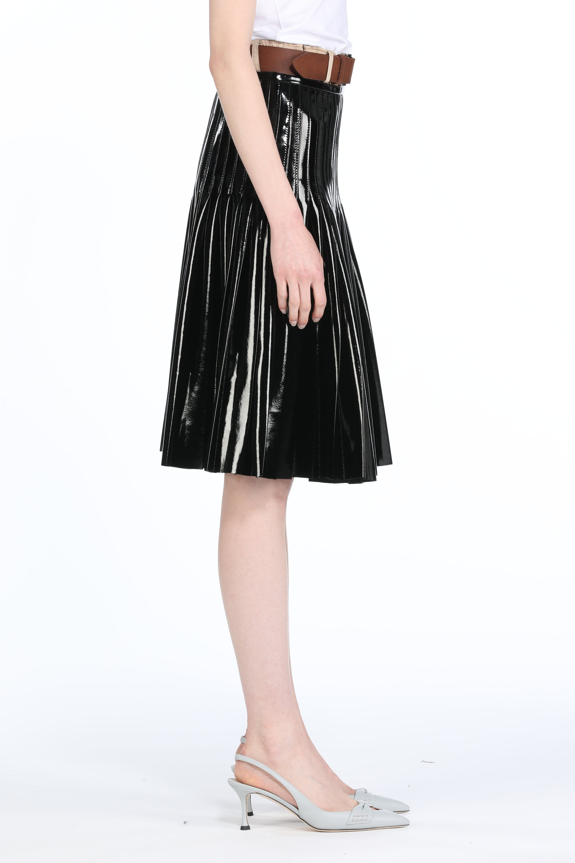 PLEATED FAUX-LEATHER SKIRT - 3