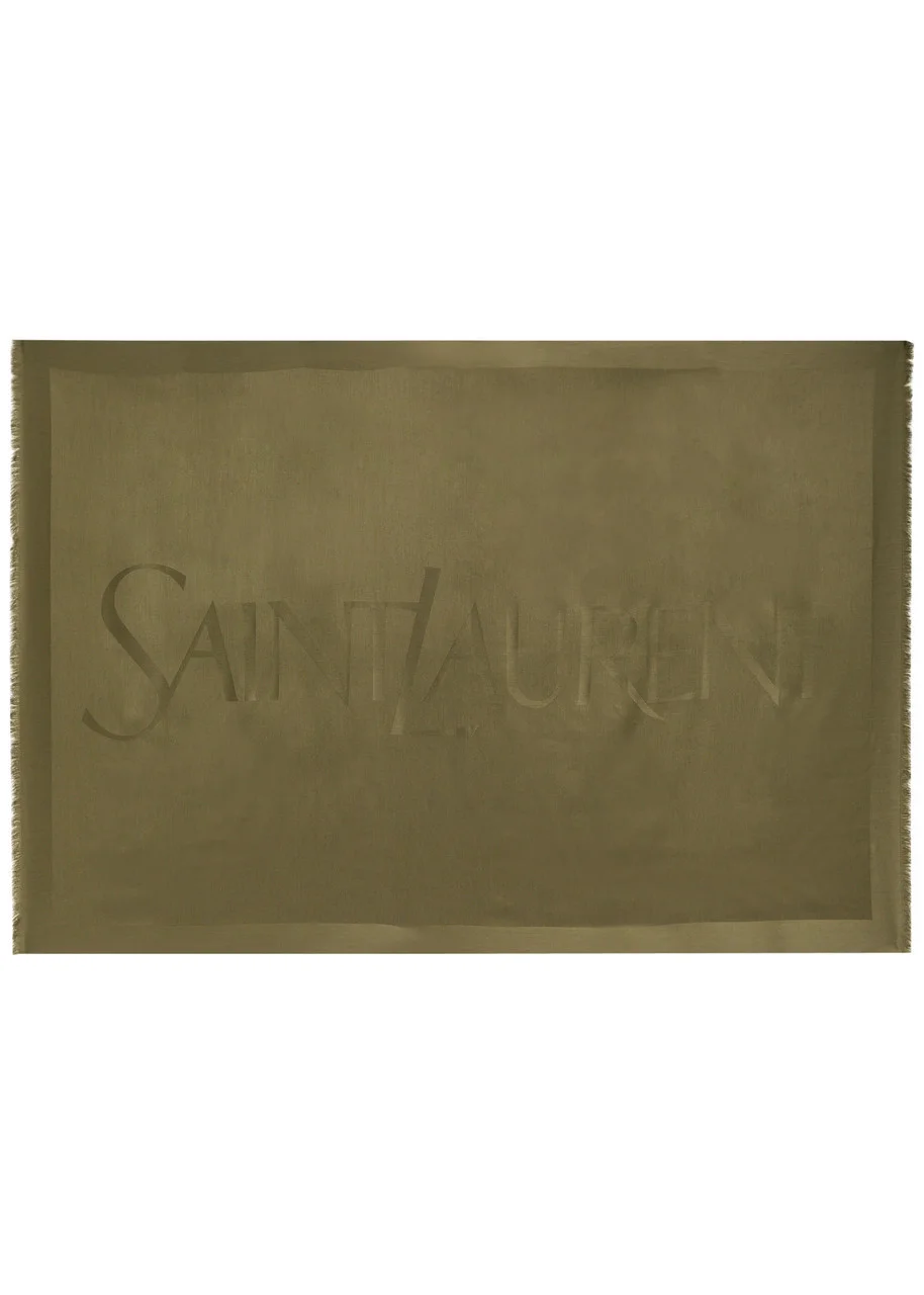 Saint Laurent Logo-jacquard Wool Scarf - 1