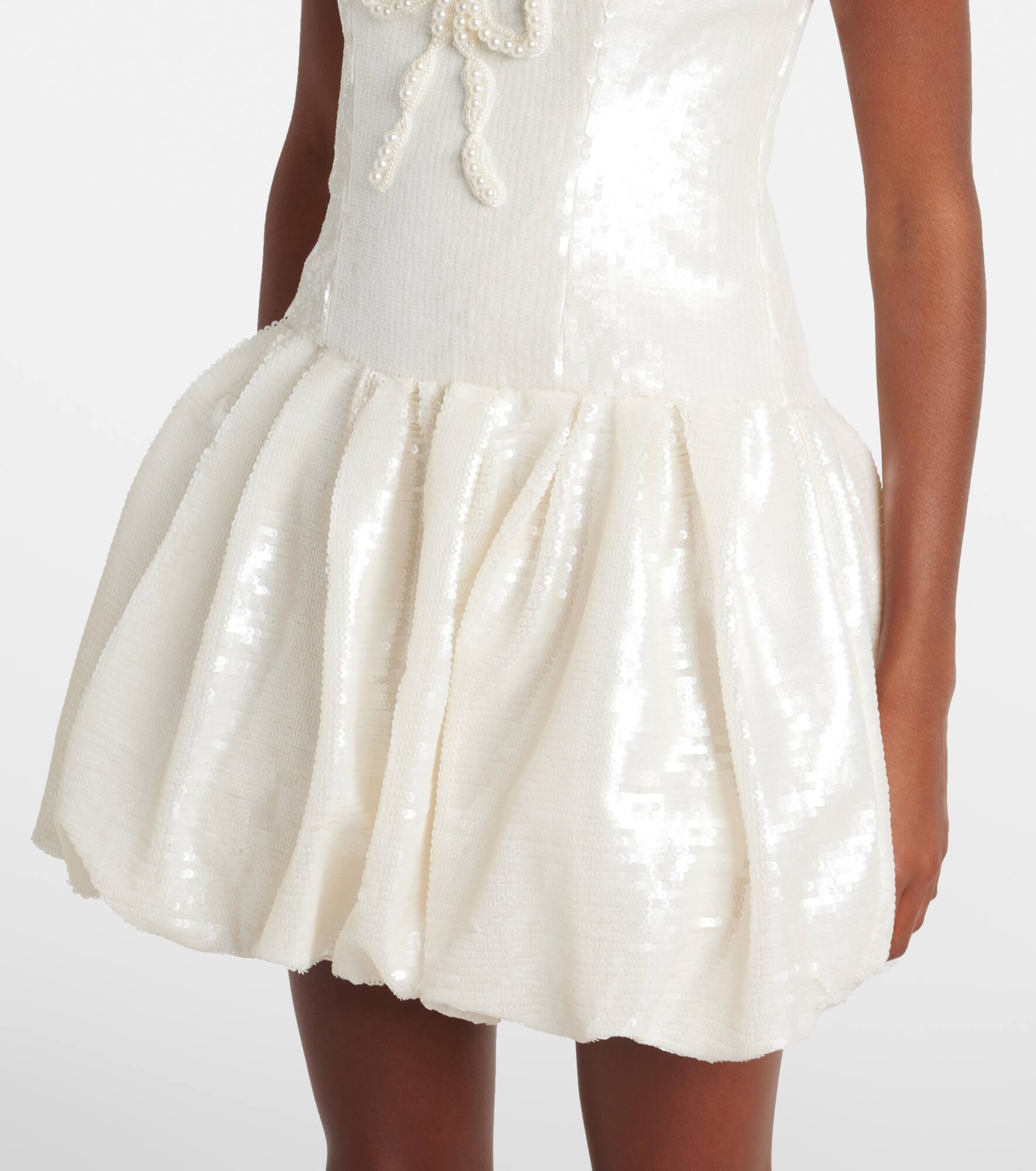 Bridal bow-detail sequined minidress - 5