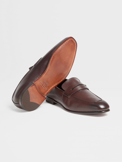 ZEGNA DARK BROWN LEATHER L'ASOLA LOAFERS outlook