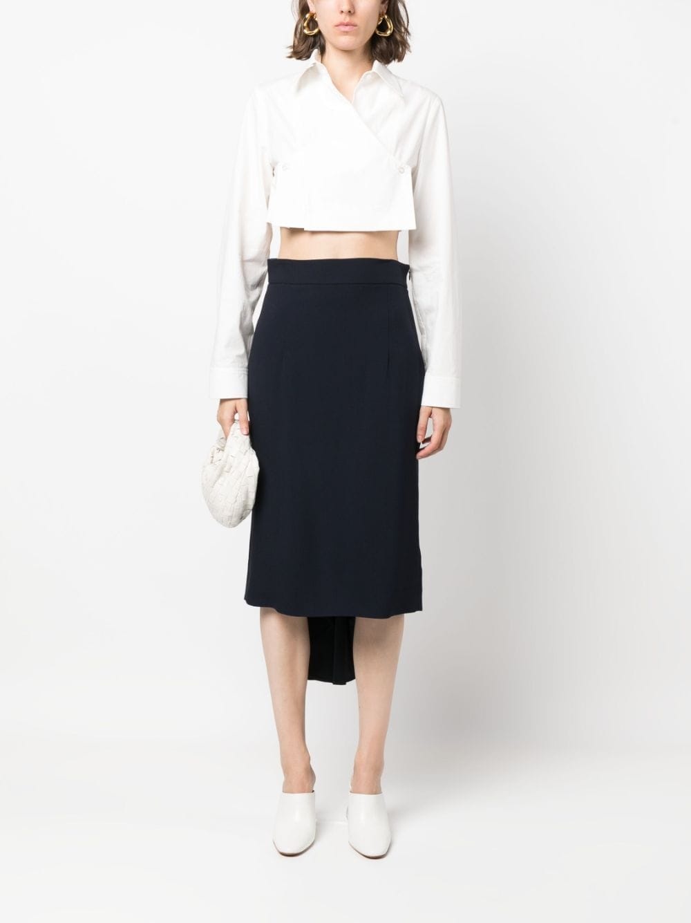 pleated asymmetric midi skirt - 2