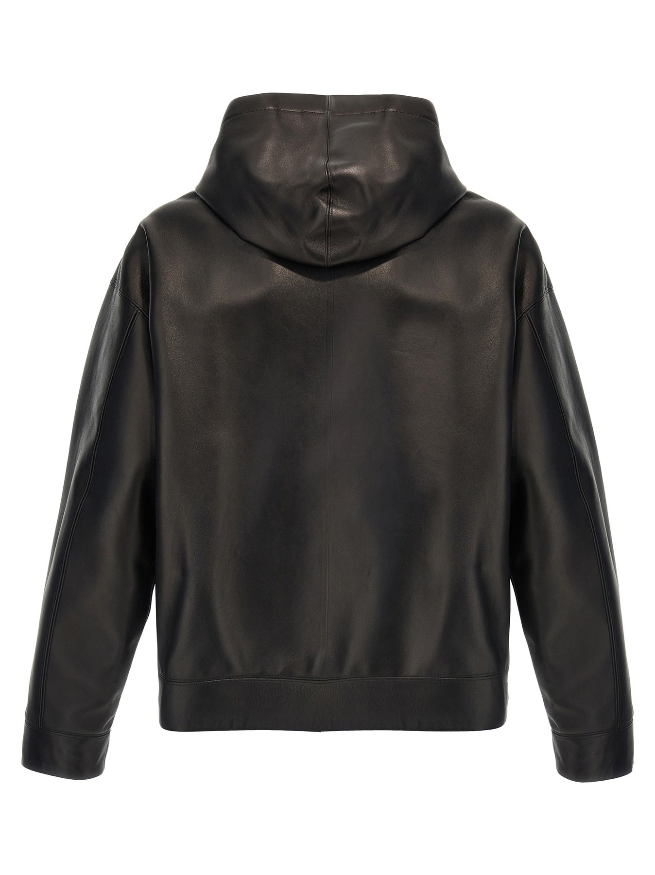 Valentino Leather Hooded Jacket Casual Jackets, Parka Black - 2