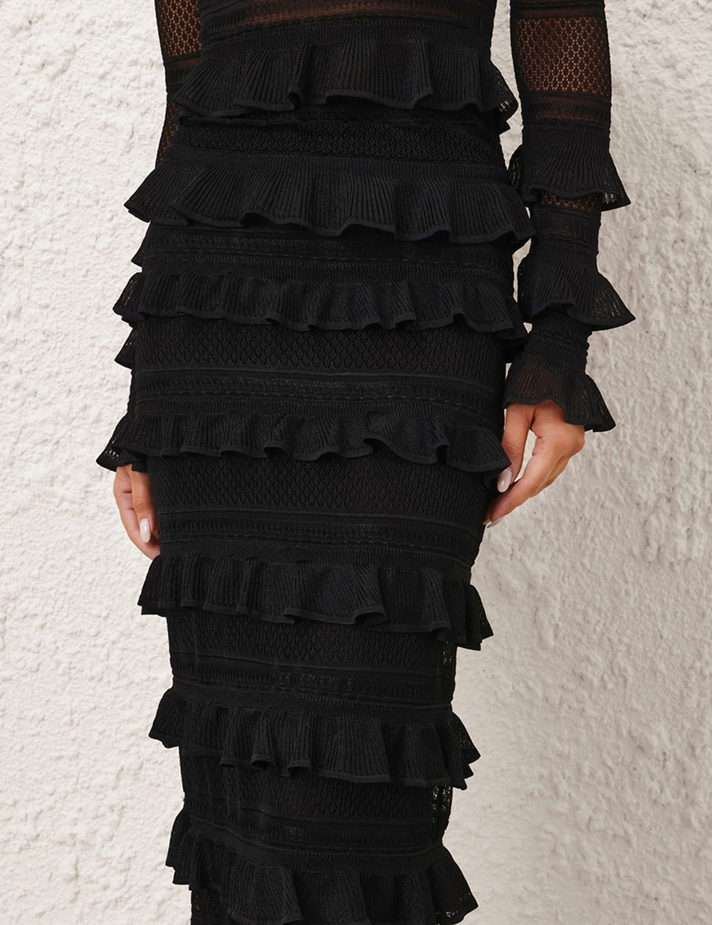 CRUSH FRILLED MIDI SKIRT - 5