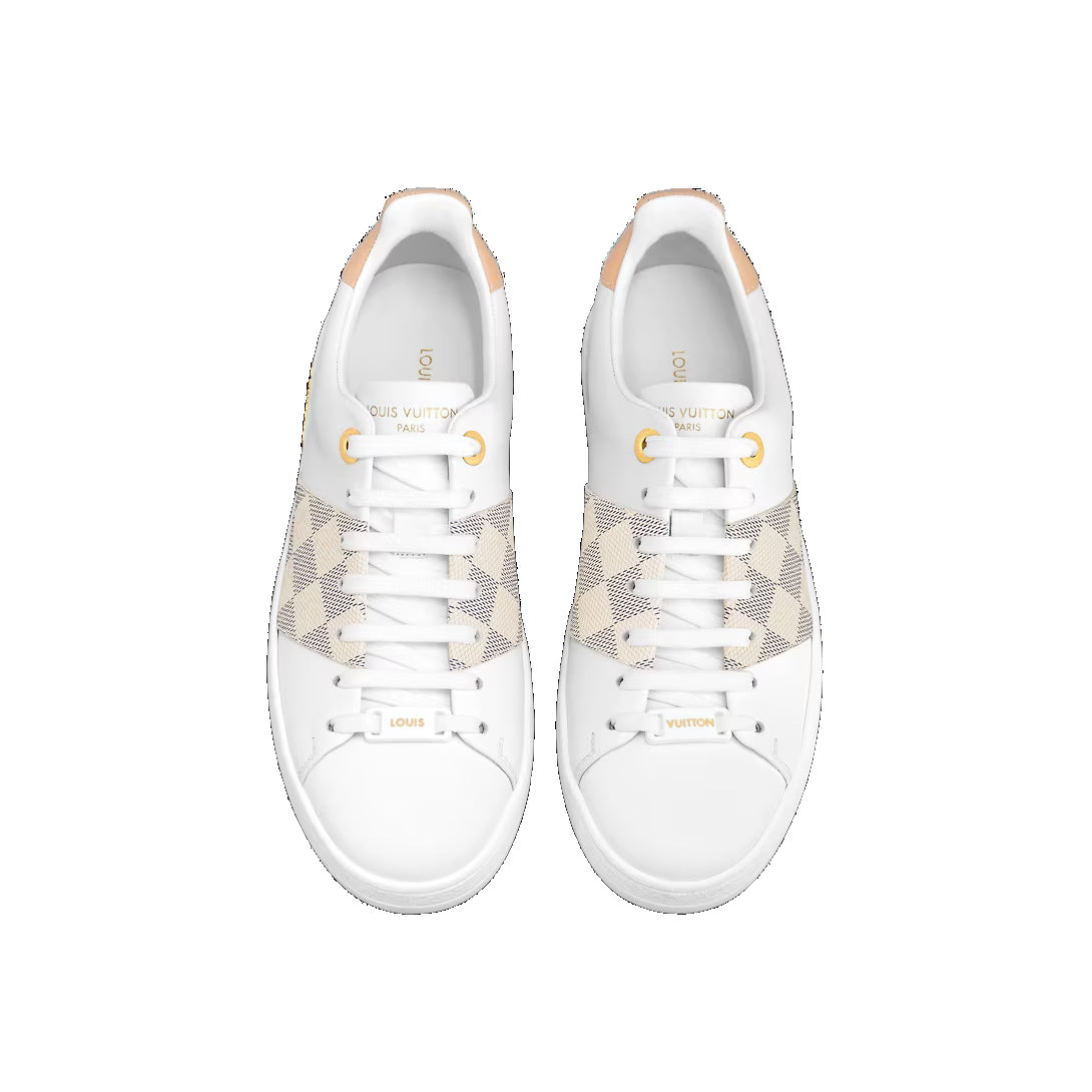 (WMNS) LOUIS VUITTON Frontrow Sneakers 'White with Beige Grey Plaid' 1AAWEV - 4