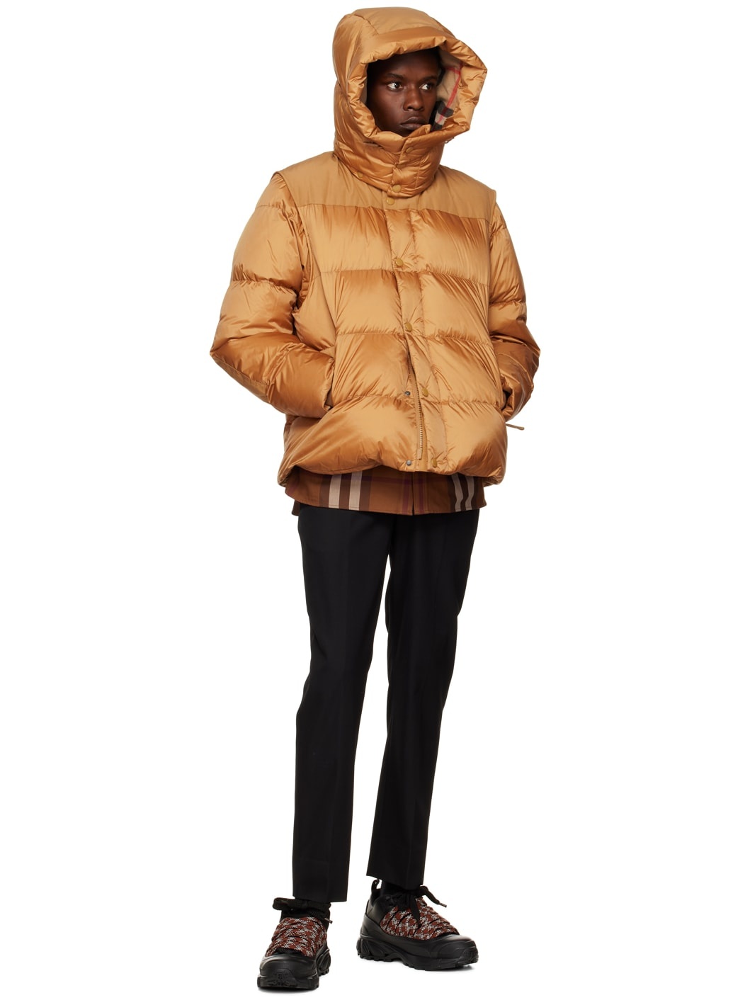 Tan Quilted Down Jacket - 6