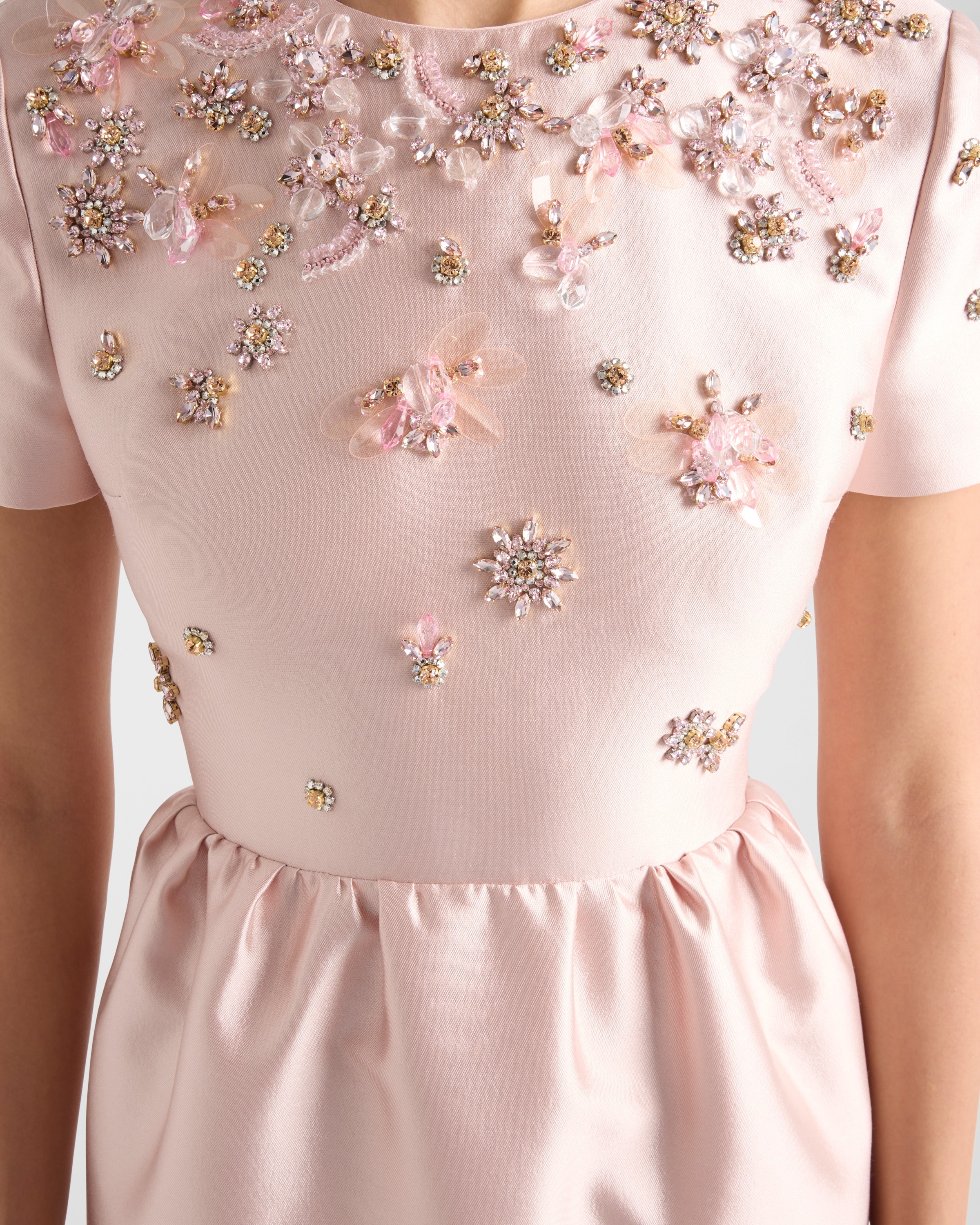 Long embroidered silk and wool dress - 3