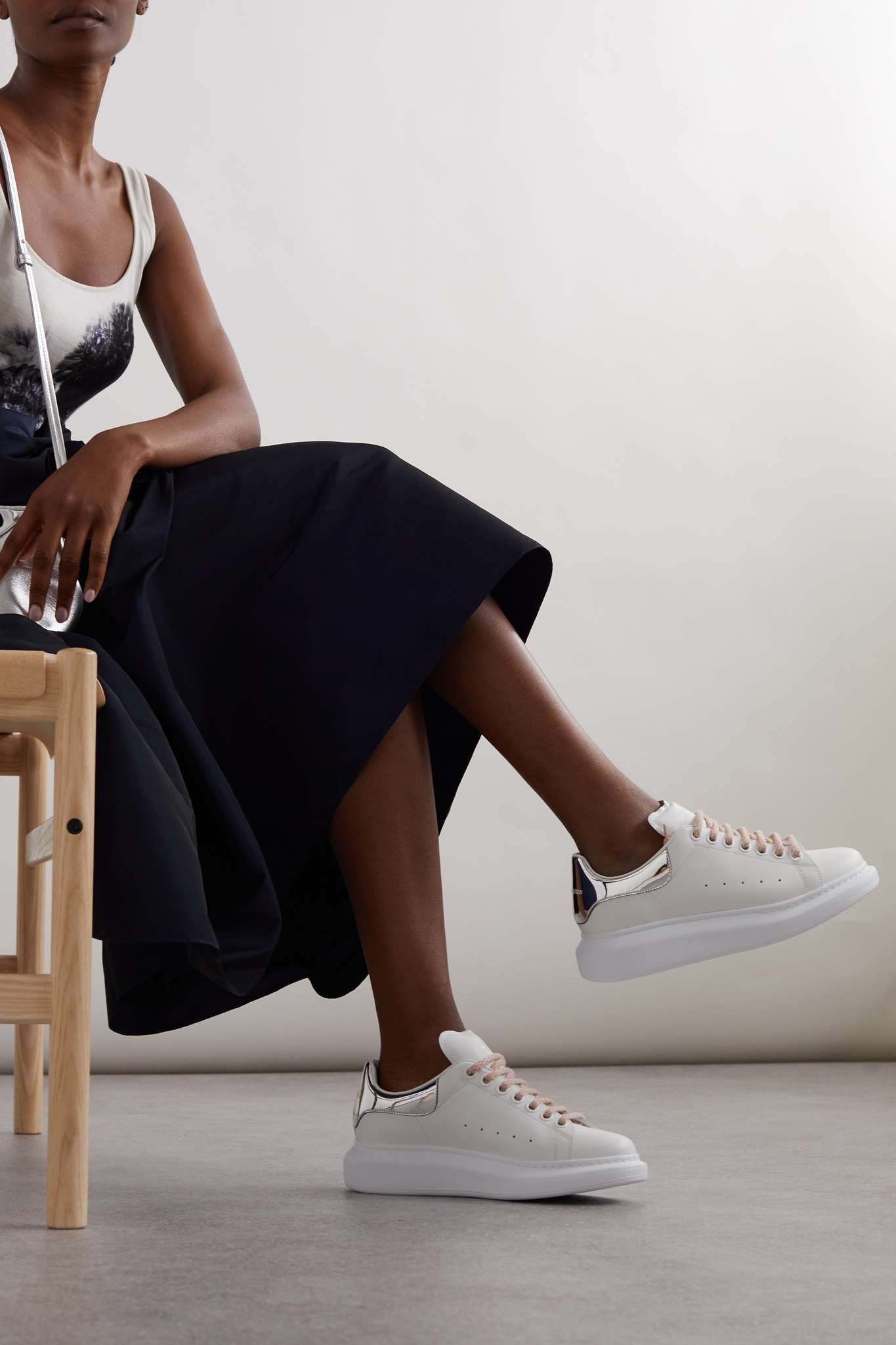 Alexander McQueen Matte and mirrored-leather exaggerated-sole