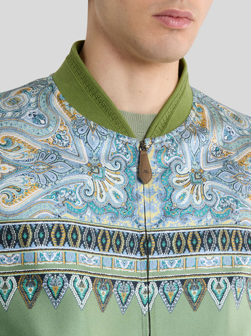 Etro SILK BOMBER JACKET WITH PLACED POCKET-SQUARE PAISLEY PRINT outlook