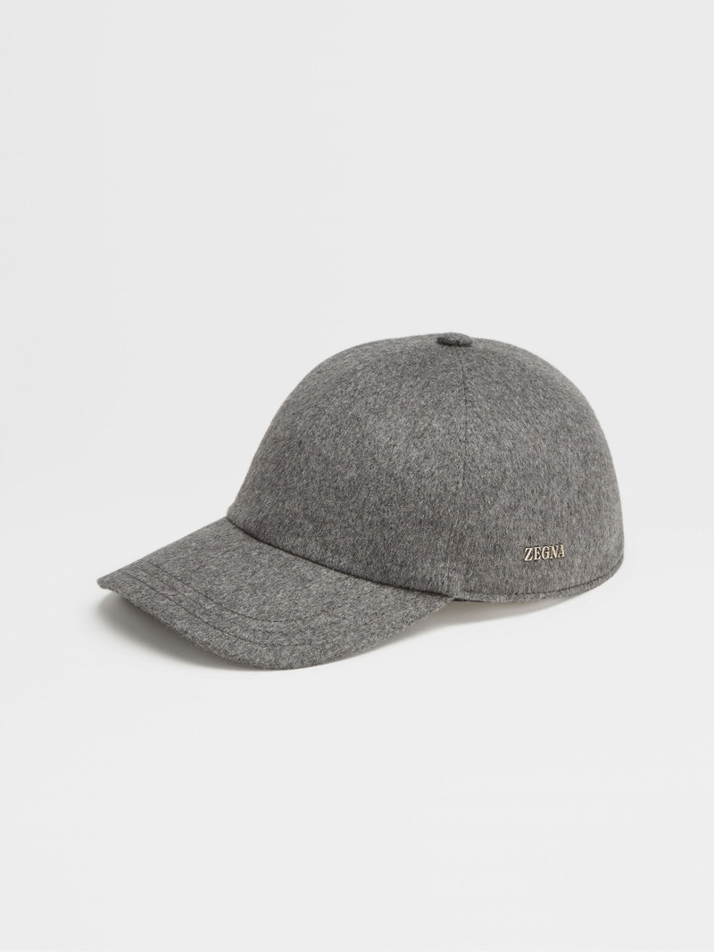 DARK GREY OASI CASHMERE BASEBALL CAP - 1