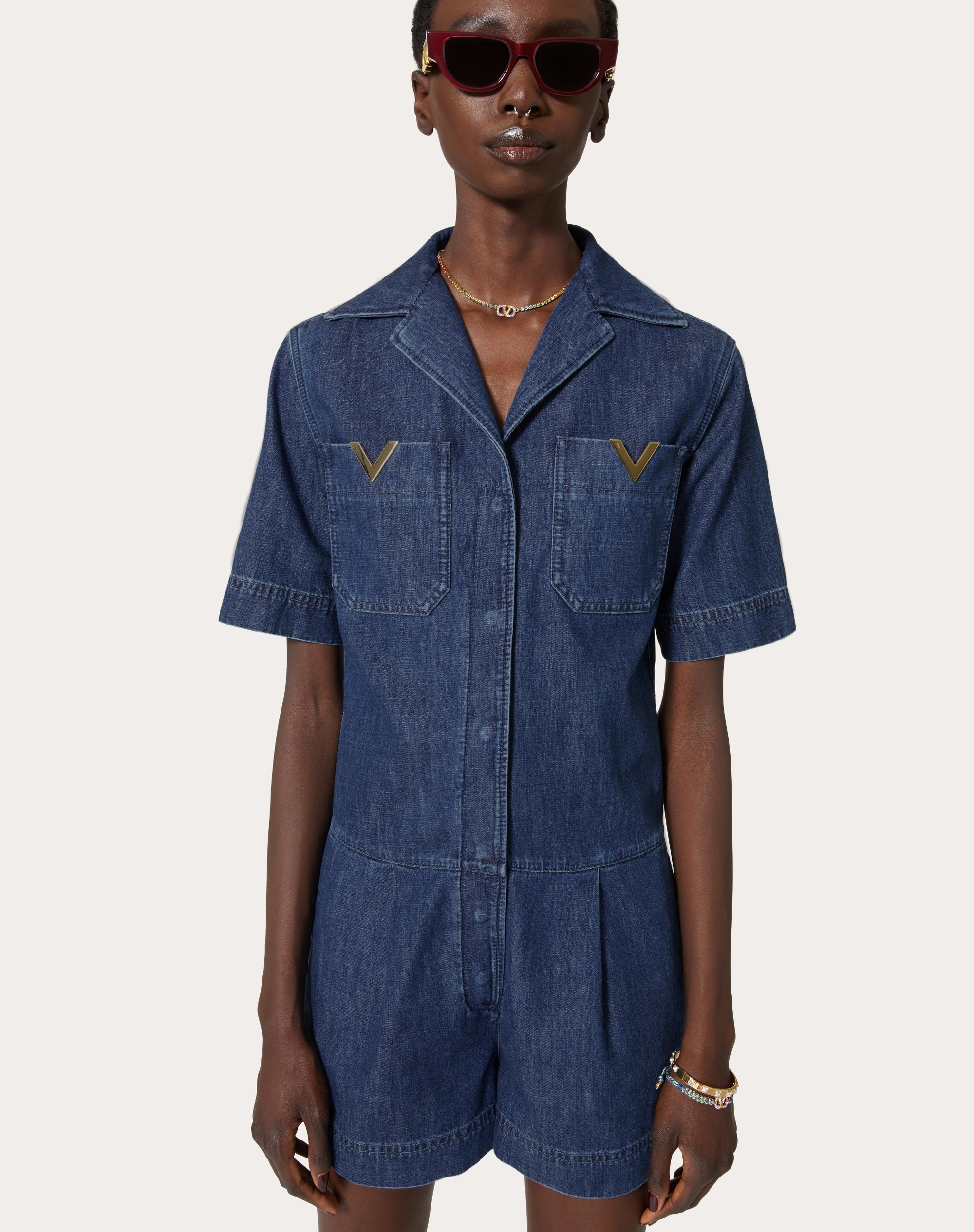 CHAMBRAY DENIM JUMPSUIT - 5